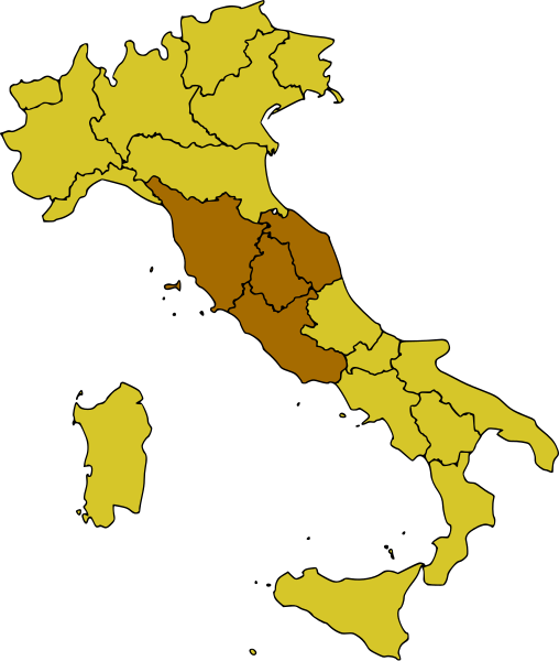 Location of Central Italy in Italy, marked in brown