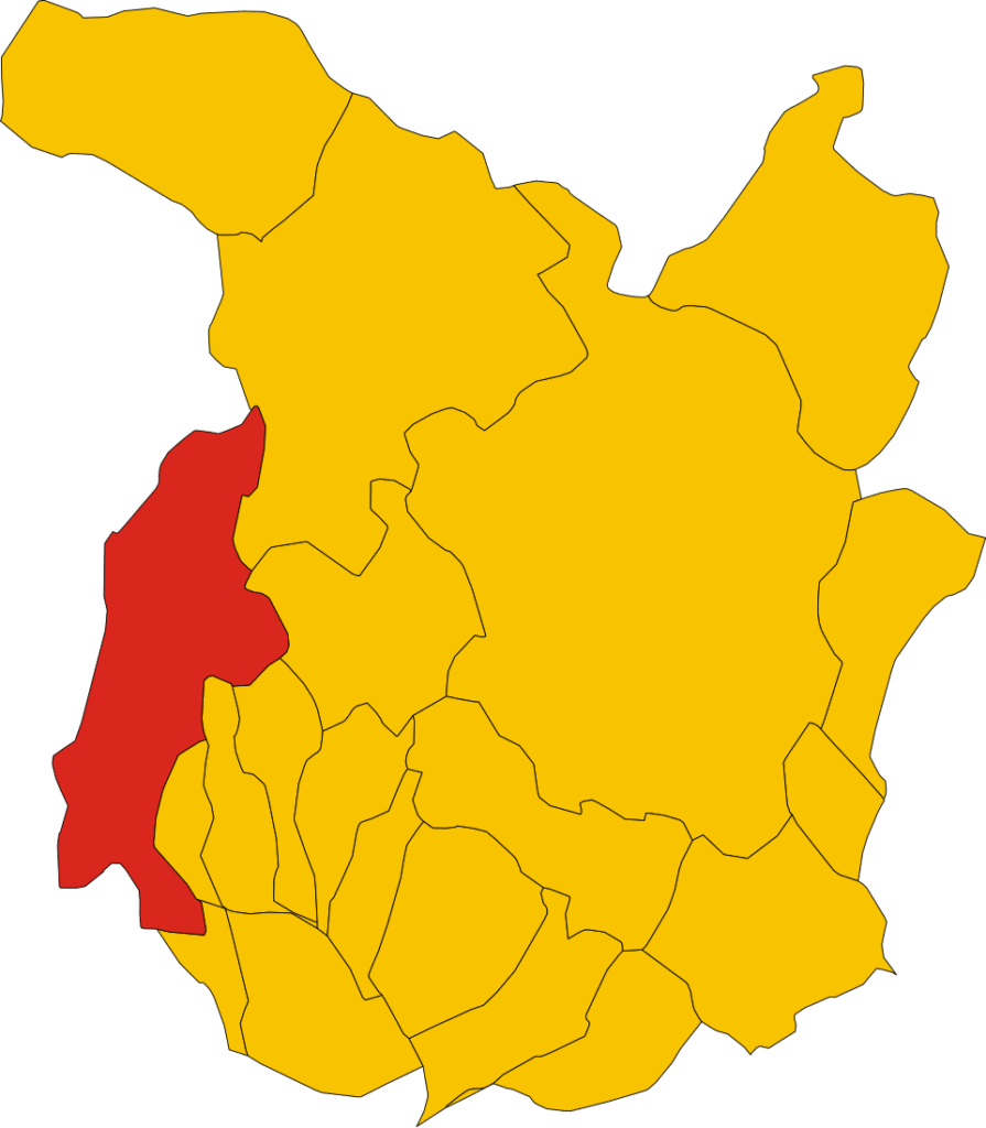 1. Location of Pescia in the province of Pistoia, marked in red