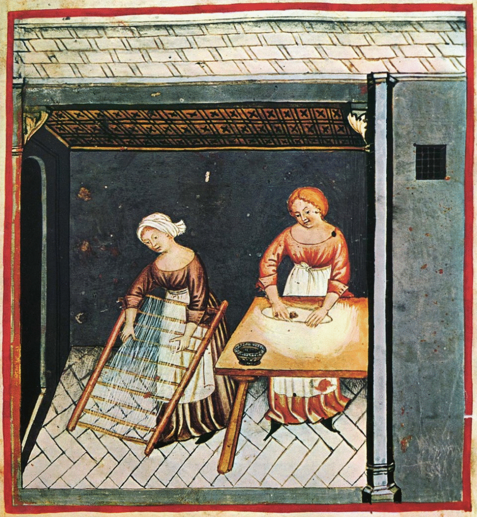 Women preparing handmade pasta