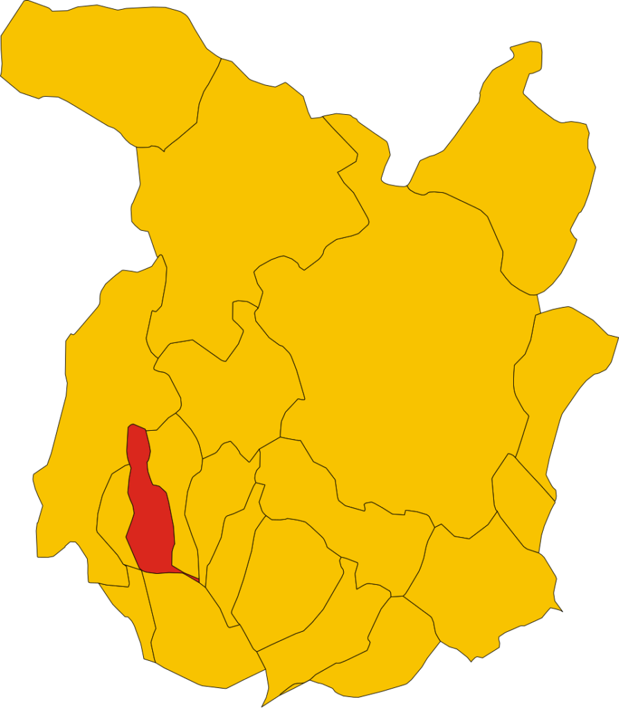 1. 1. Location of Buggiano in the province of Pistoia, marked in red